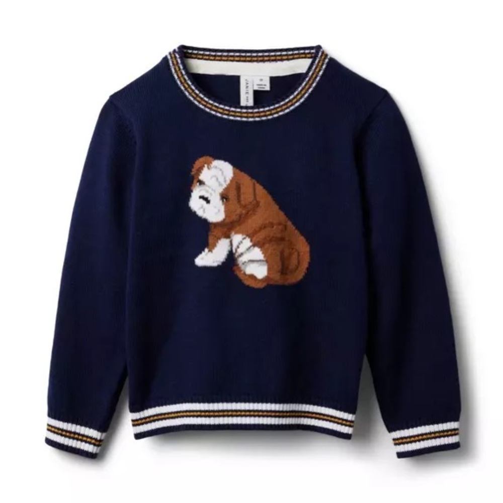 Janie & Jack Boys Bulldog Sweater Navy - 4T